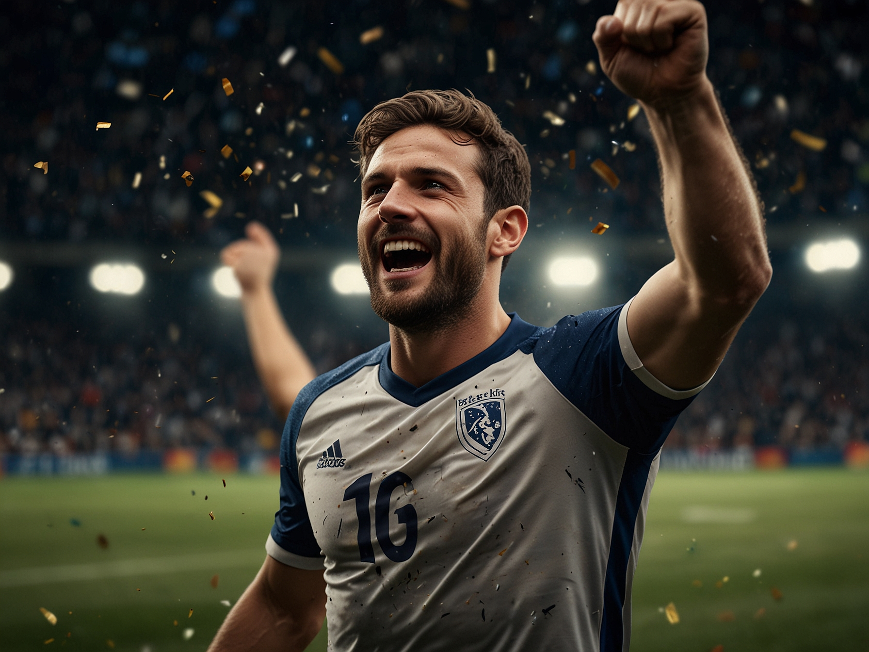 Jugador de fútbol celebrando apuesta en Ecuabet